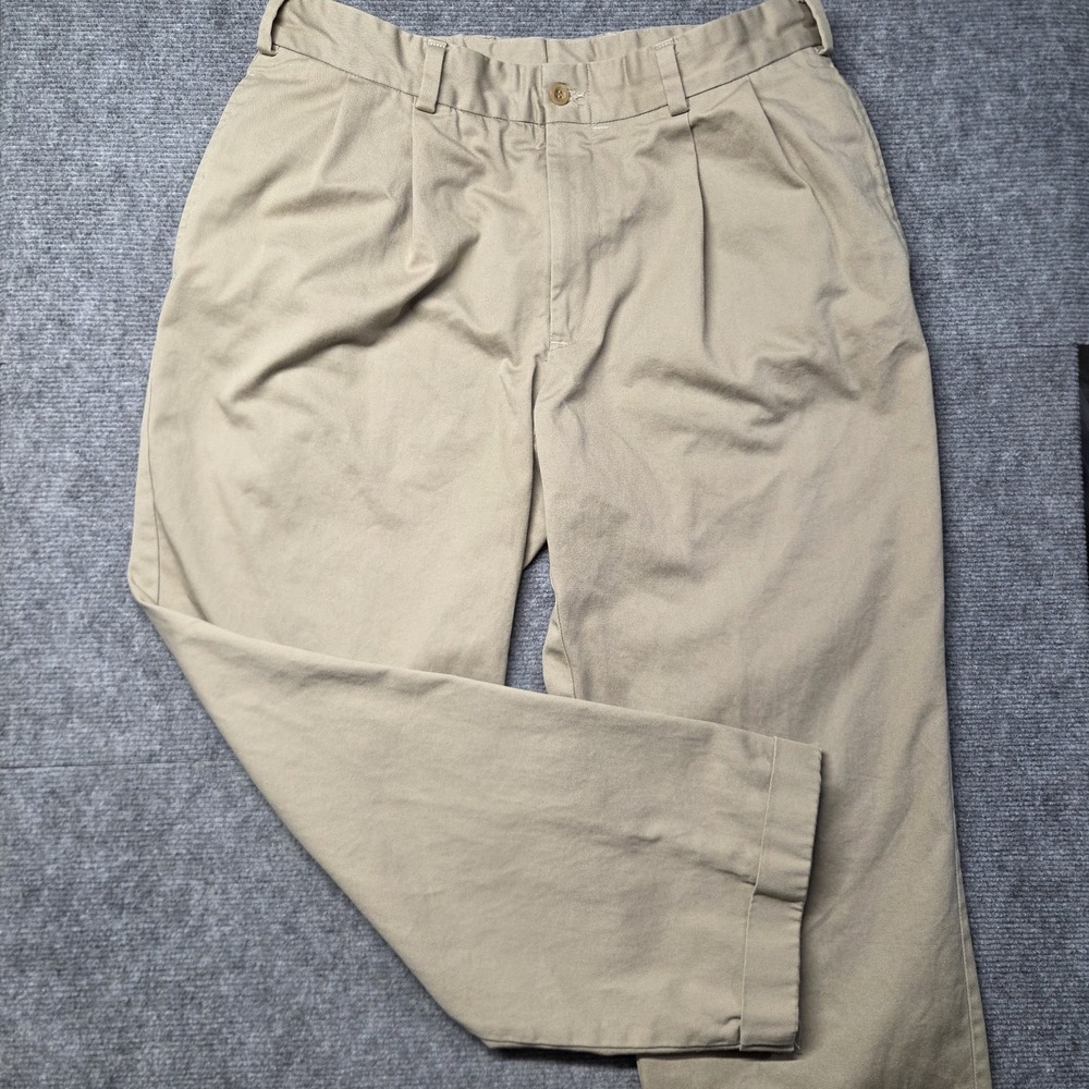 VTG Bills Khakis Mens Classic Fit Chino Pleated Cuffed Pants USA Made Sz 34 x 28